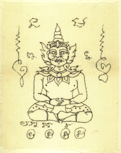Hand-drawn Phra Ngang magic shroud cloth  – THAI VOODOO for wealth & attraction